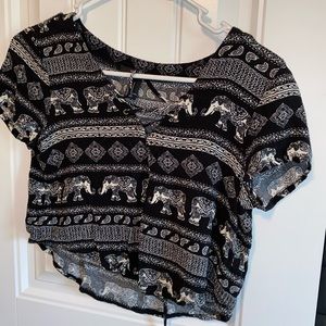Elephant pattern crop top